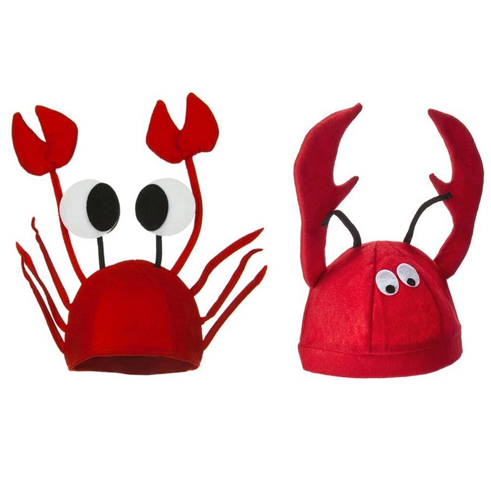 9624 Novelty Party Hats Funny Costume Hats Crab Hat & Crayfish 2 Pack Set - Picture 1 of 6